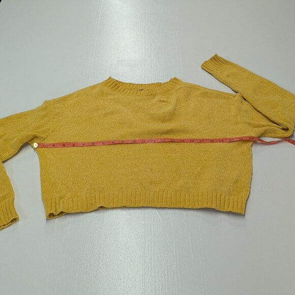 Social Scene Size Small Mustard Yellow Cropped Chenille Sweater - Picture 2 of 9